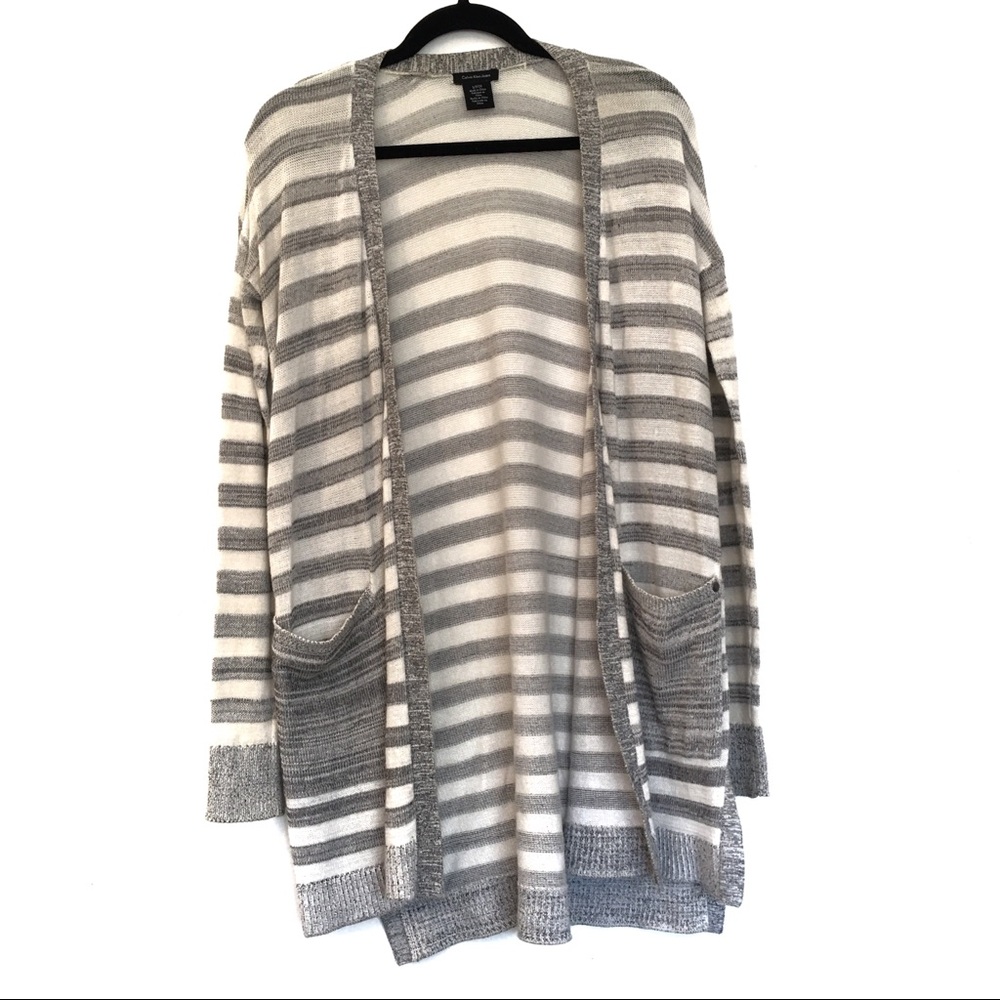 [CALVIN KLEIN] Striped Cardigan w Side Slits SP